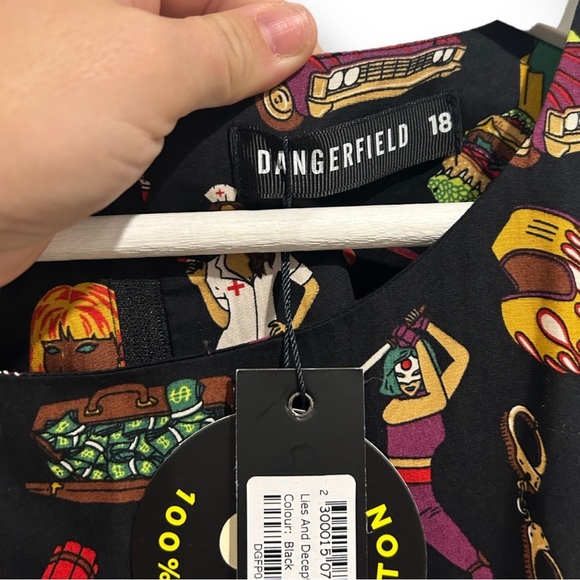 BNWT Dangerfield Womens Lies & Deception Dress Multicoloured Size 18 has pockets - Picture 5 of 8